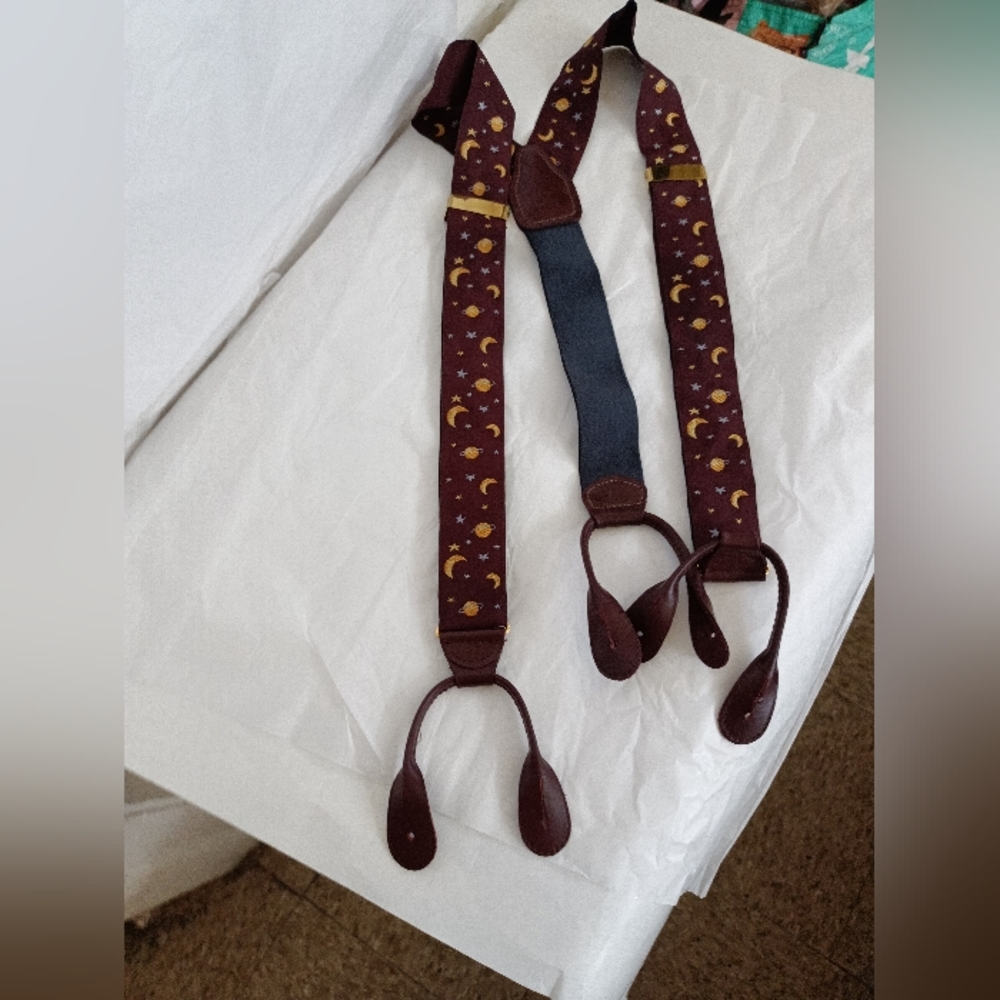 Vintage Perry Ellis moon brass Suspenders